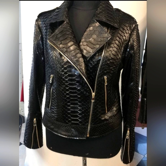 NWT WOMEN'S GENUINE PYTHON LEATHER JACKET - Picture 3 of 5